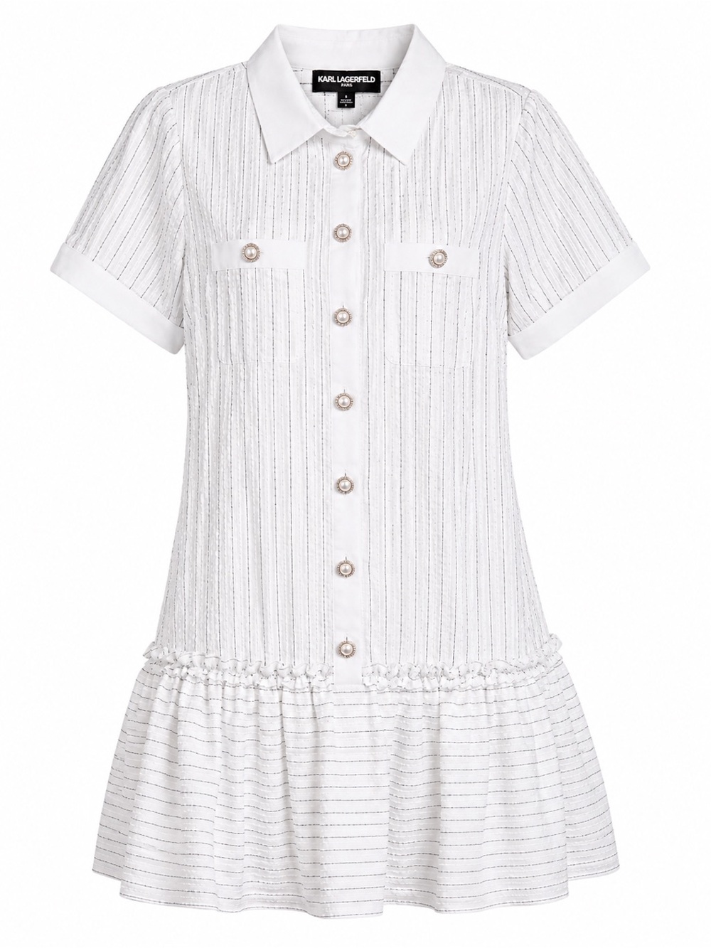 88. Karl Lagerfeld White Button-Front Short Sleeve Dress